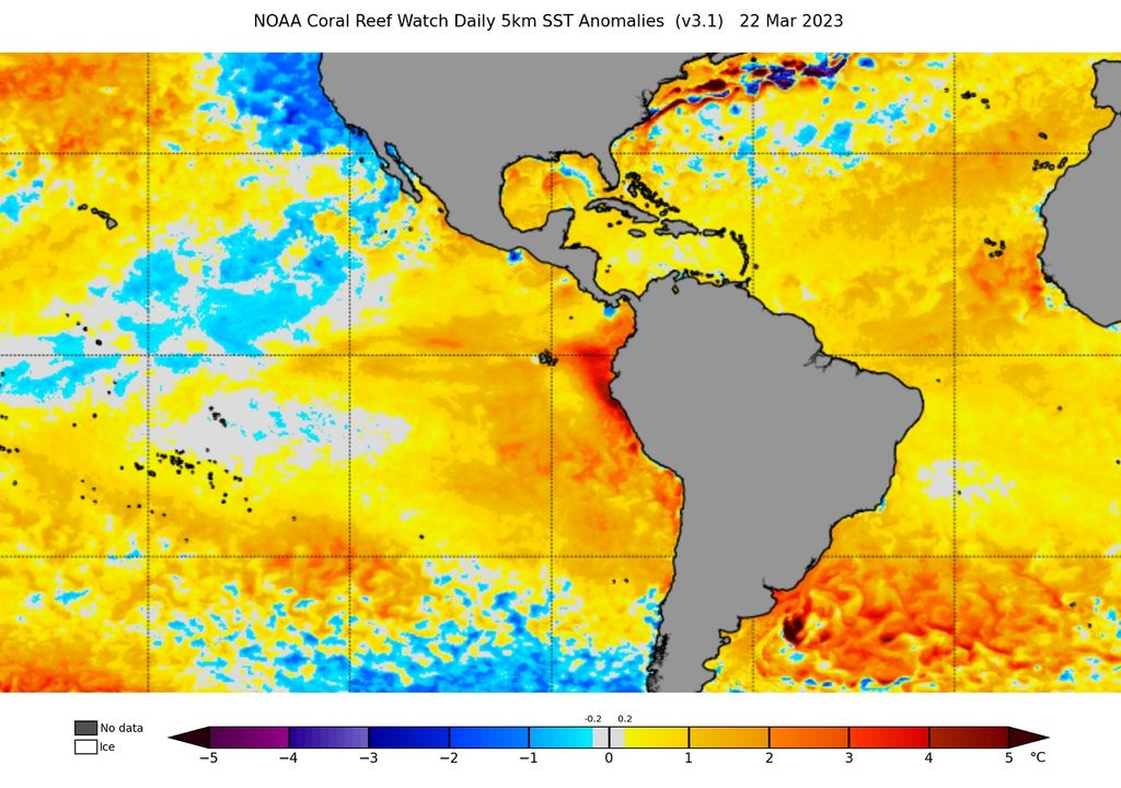 Anomalía temperatura superficial del mar;NOAA Anomalía temperatura superficial del mar;NOAA