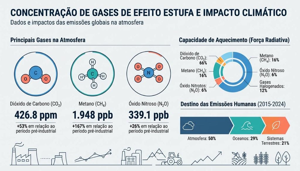 A concentração atmosférica de dióxido de carbono superou em 53% os índices pré-industriais ao atingir 426,8 partes por milhão em balanço global. Foto: Ilustração