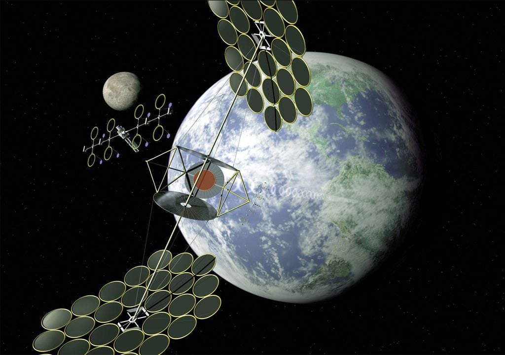 Artist's concept of a space-based solar array. (NASA/SAIC)