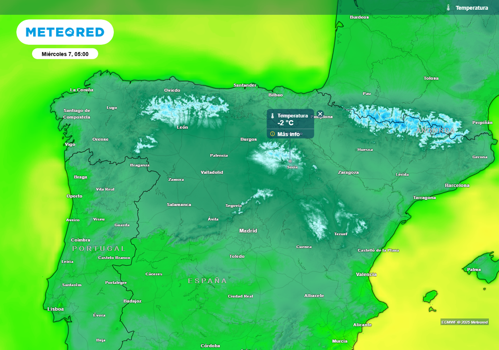 Mapa de temperaturas mínimas Mapa de temperaturas mínimas