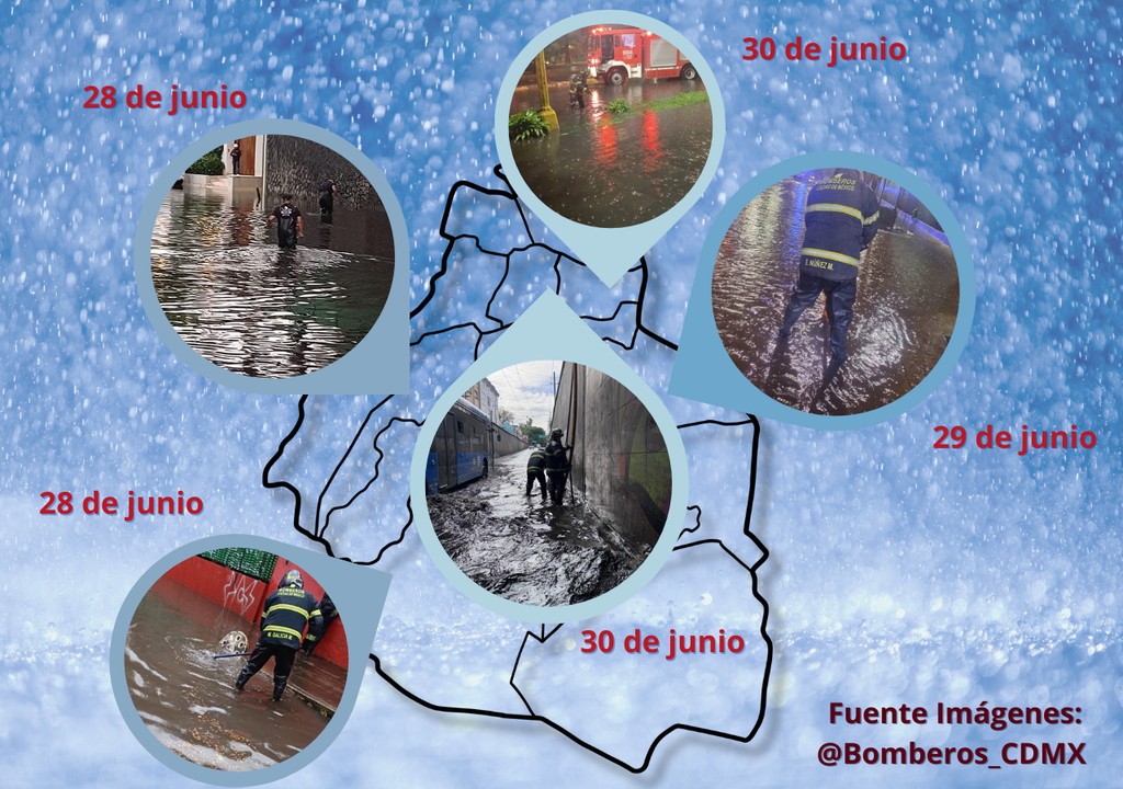 bomberos; CDMX; encharcamientos; inundacion; lluvias intensas
