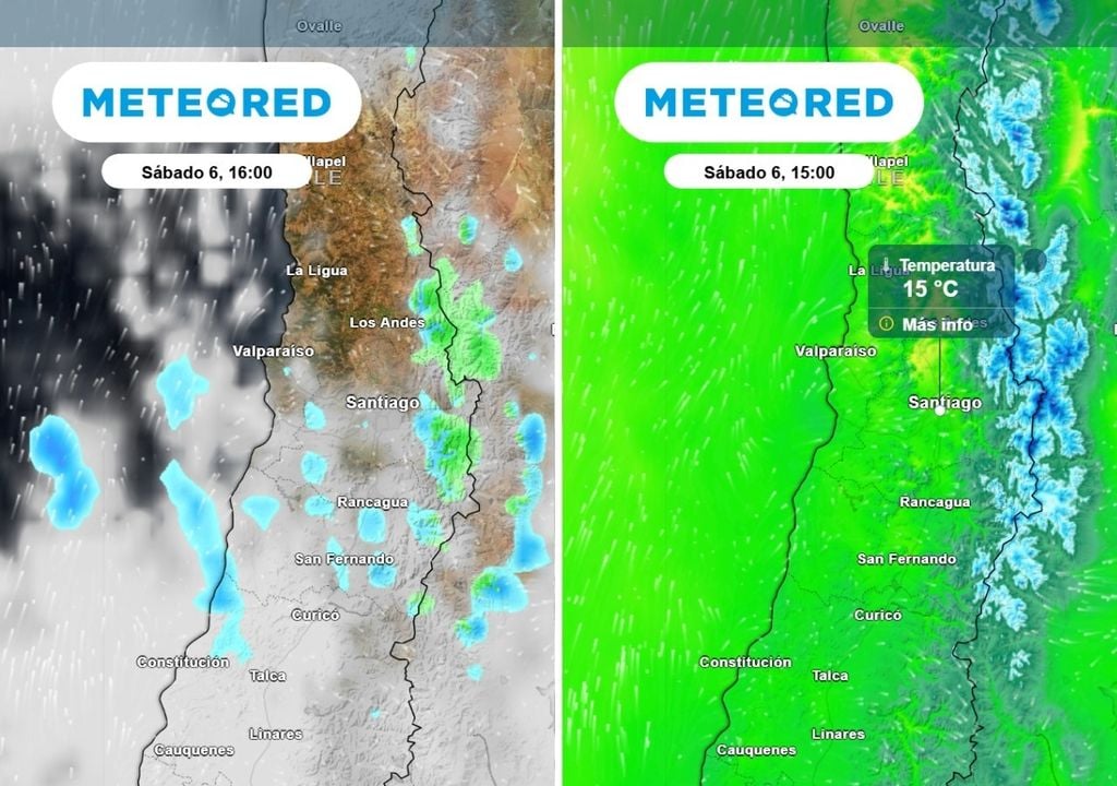 Hasta 15 °C en Santiago hoy sábado y posibles chubascos en zonas cordilleranas, serán las principales claves meteorológicas.