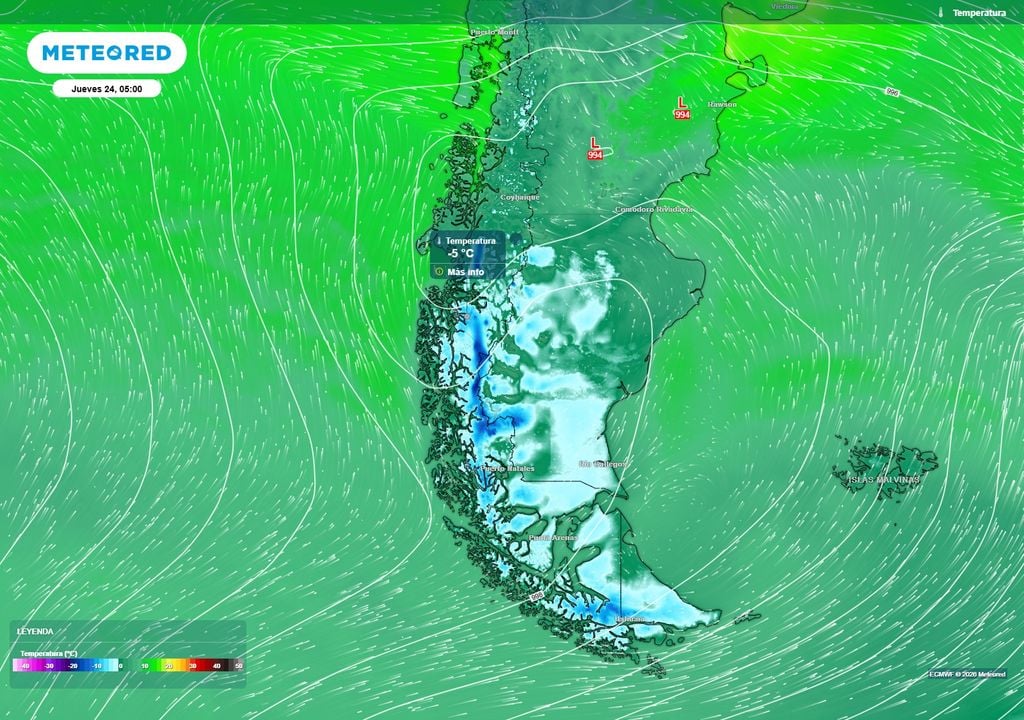 Se esperan jornadas gélidas en Magallanes por altas presiones frías.