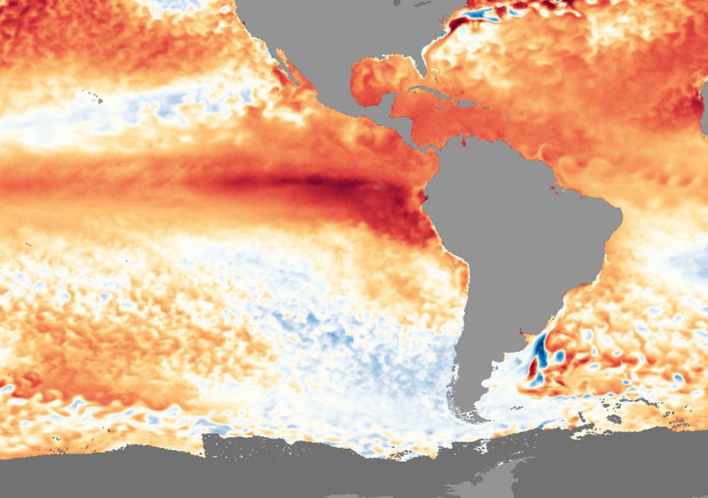 anomalía temperatura superficial del mar NOAA octubre 2023
