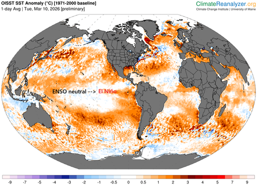 Los expertos de la NOAA ven probable que en verano surja El Ni&ntilde;o y que persista hasta por lo menos finales de 2026