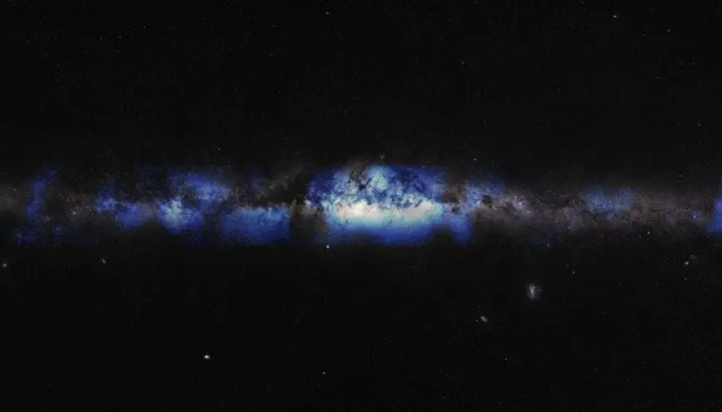 Esta imagem desfocada é da Via Láctea, mas é composta de partículas de neutrinos Esta imagem desfocada é da Via Láctea, mas é composta de partículas de neutrinos. Crédito: IceCube/CNS