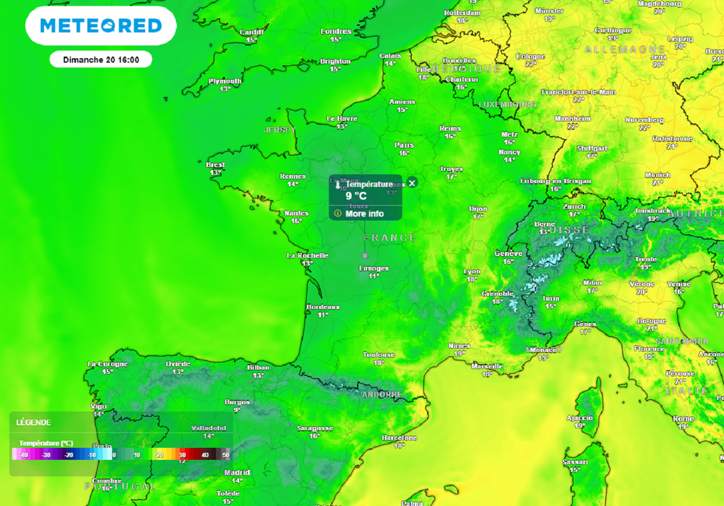 Dimanche après-midi, la fraîcheur sera localement marquée dans l'ouest et le centre du pays.