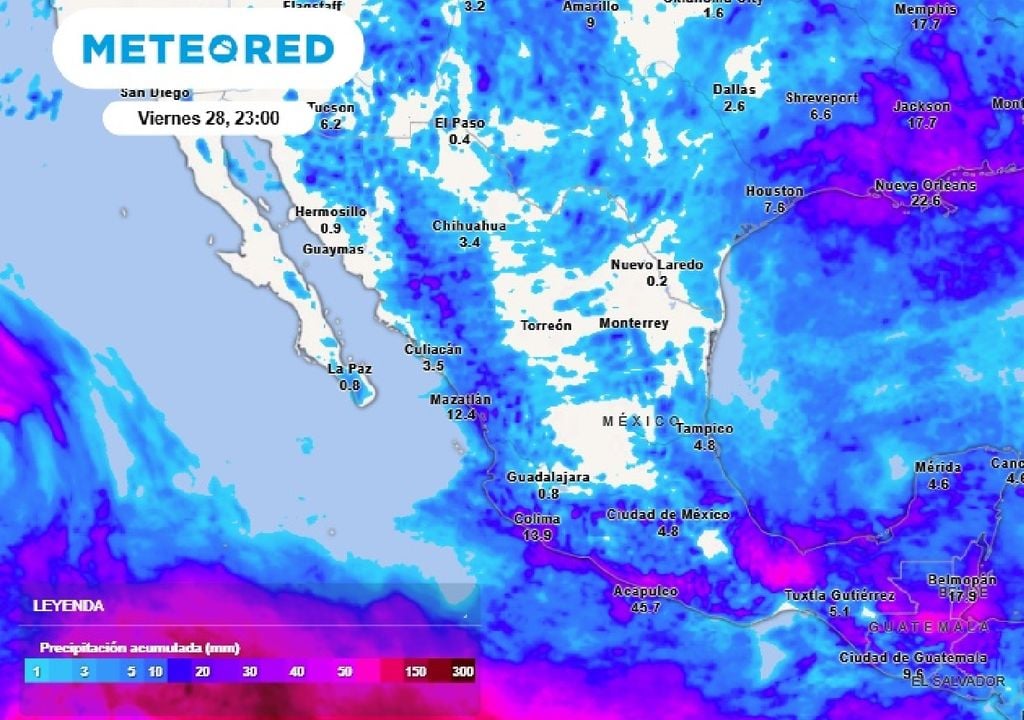 Los principales acumulados de lluvia se esperan en estados de la vertiente del Golfo de México y Pacífico. Los principales acumulados de lluvia se esperan en estados de la vertiente del Golfo de México y Pacífico.