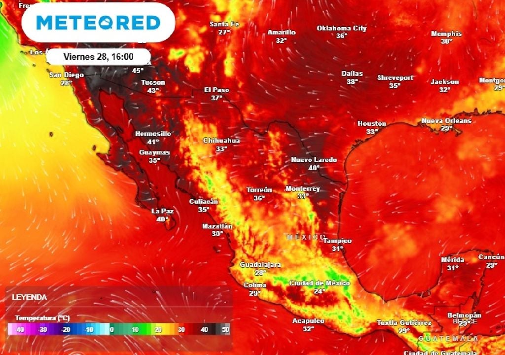 El valor máximo de temperatura podrá alcanzar hasta 47 °C en zonas de Baja California y Sonora. El valor máximo de temperatura podrá alcanzar hasta 47 °C en zonas de Baja California y Sonora.