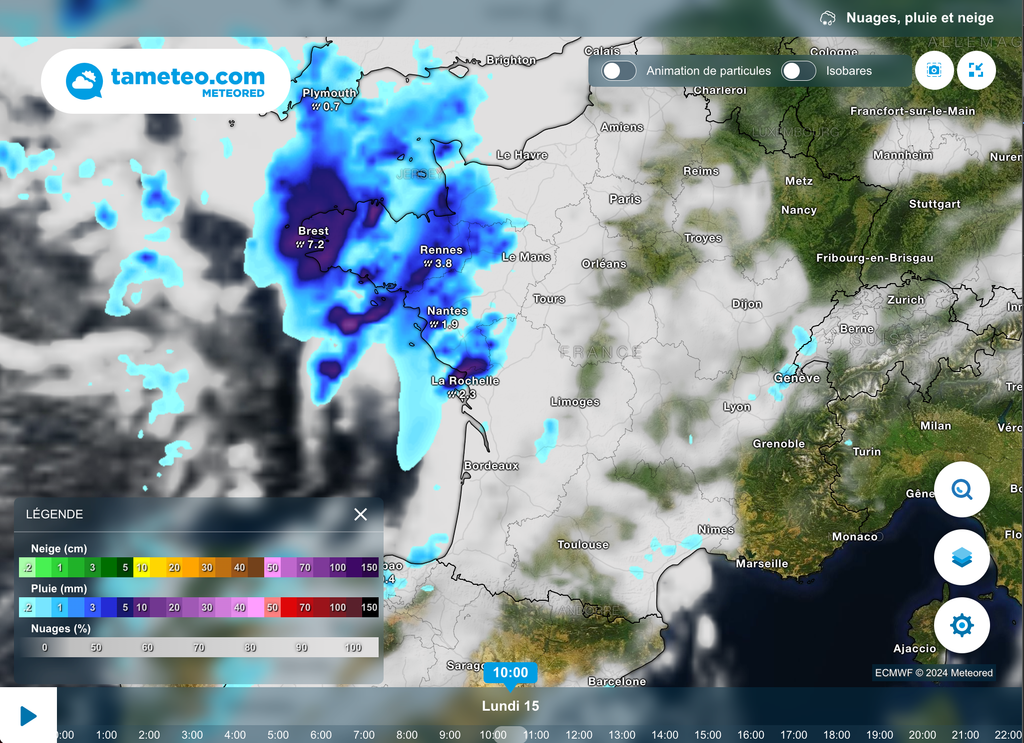 Temps pluvieux pour lundi matin en Bretagne. Temps pluvieux pour lundi matin en Bretagne.