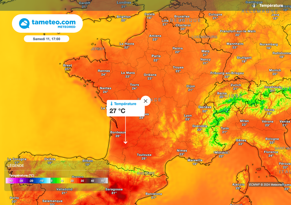 Samedi, les valeurs pourraient approcher les 28 à 30 degrés en région Nouvelle-Aquitaine.