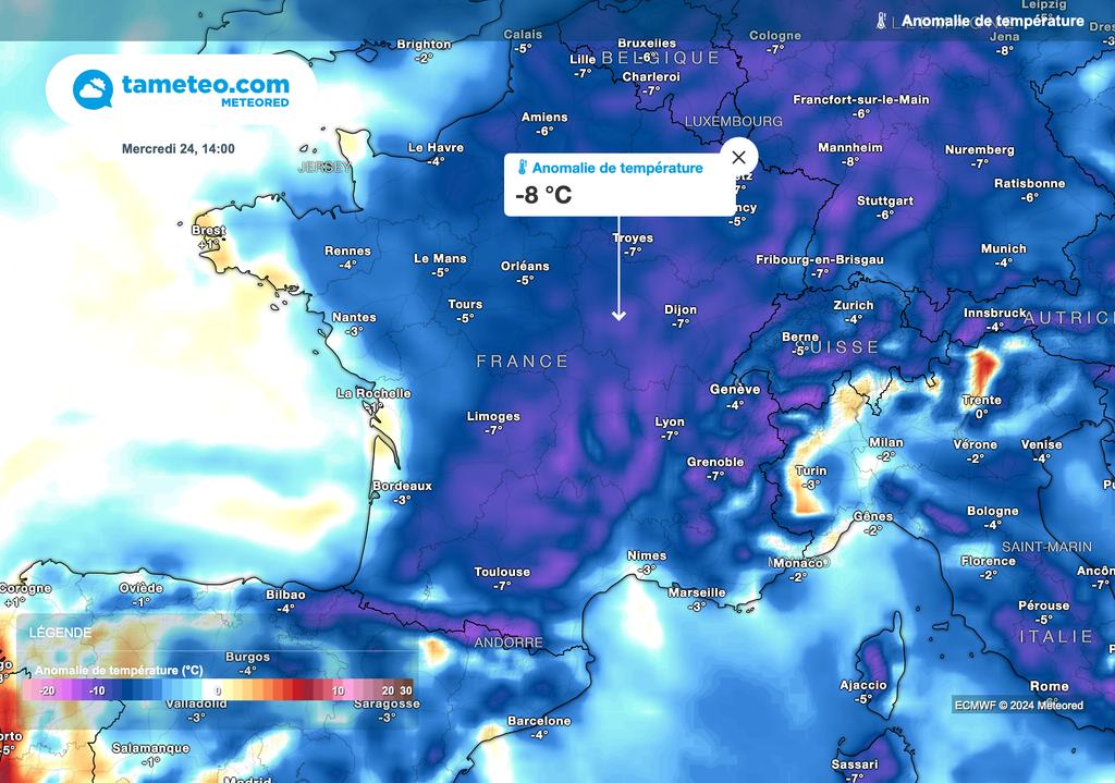 Températures parfois 5 à 10 degrés sous les normales cet après-midi !