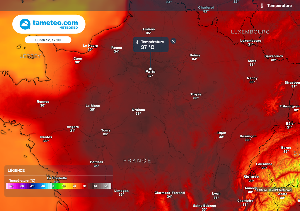 38°C attendus à Paris ce lundi après-midi ! 38°C attendus à Paris ce lundi après-midi !