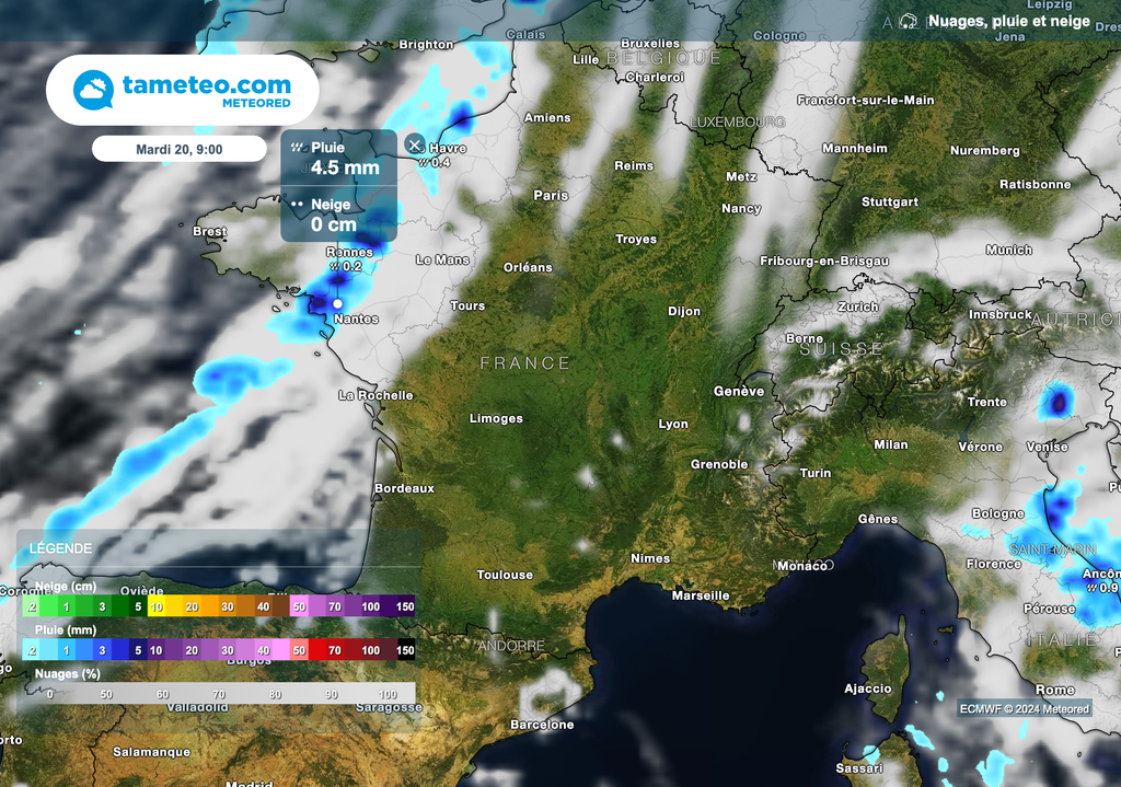 Des pluies ce matin dans le nord-ouest de la France.