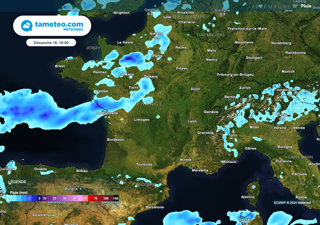 Seules les régions du nord-ouest seront concernées par les averses.
