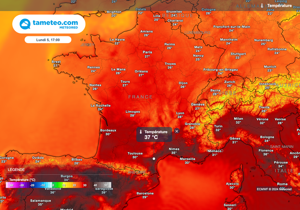 Plus de 35°C cet après-midi dans le sud-est de la France !