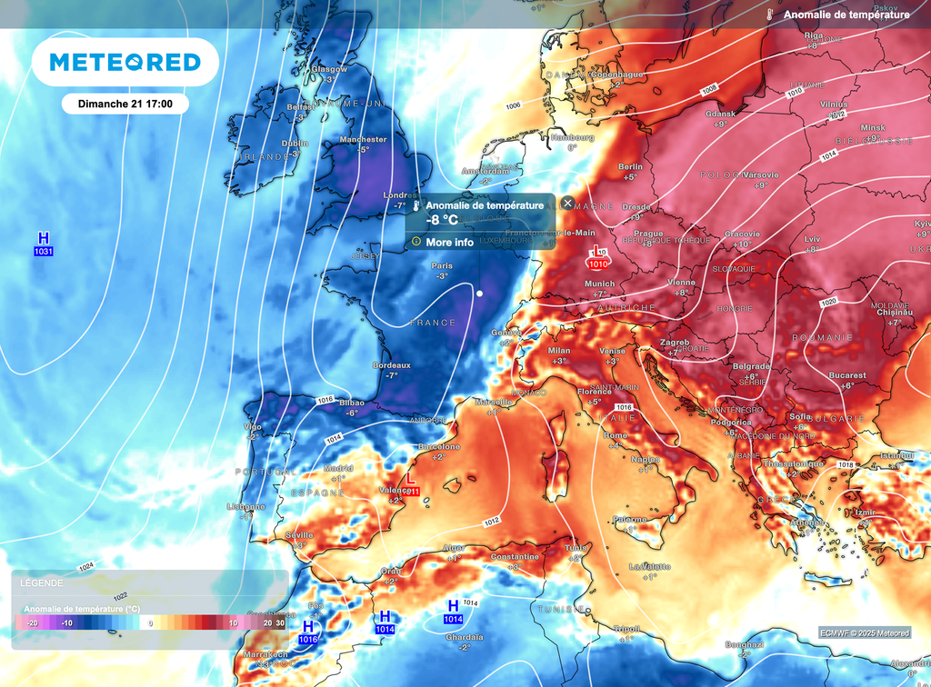 Températures bien basses dimanche après-midi.