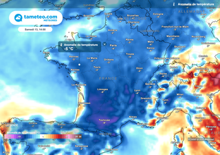 Nos cartes montrent une dégringolade des températures pour cet après-midi en France ! L'été va-t-il revenir ? 