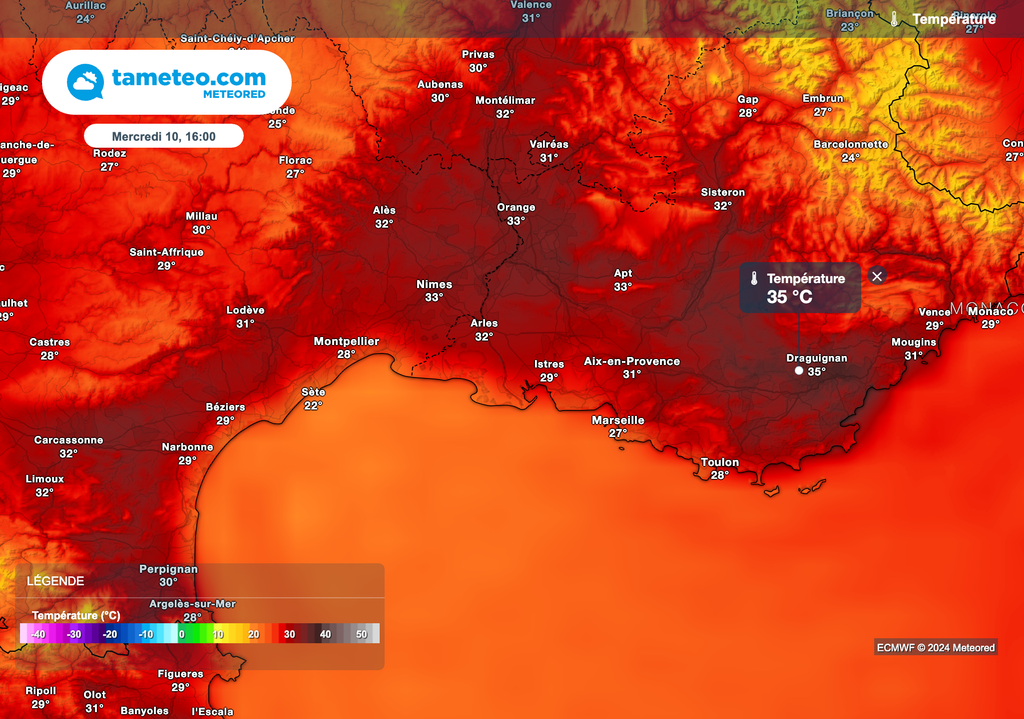 Des pointes à près de 35 degrés dans le sud-est de la France !