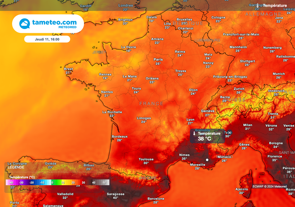 Très fortes chaleurs dans le sud-est de la France jeudi après-midi.