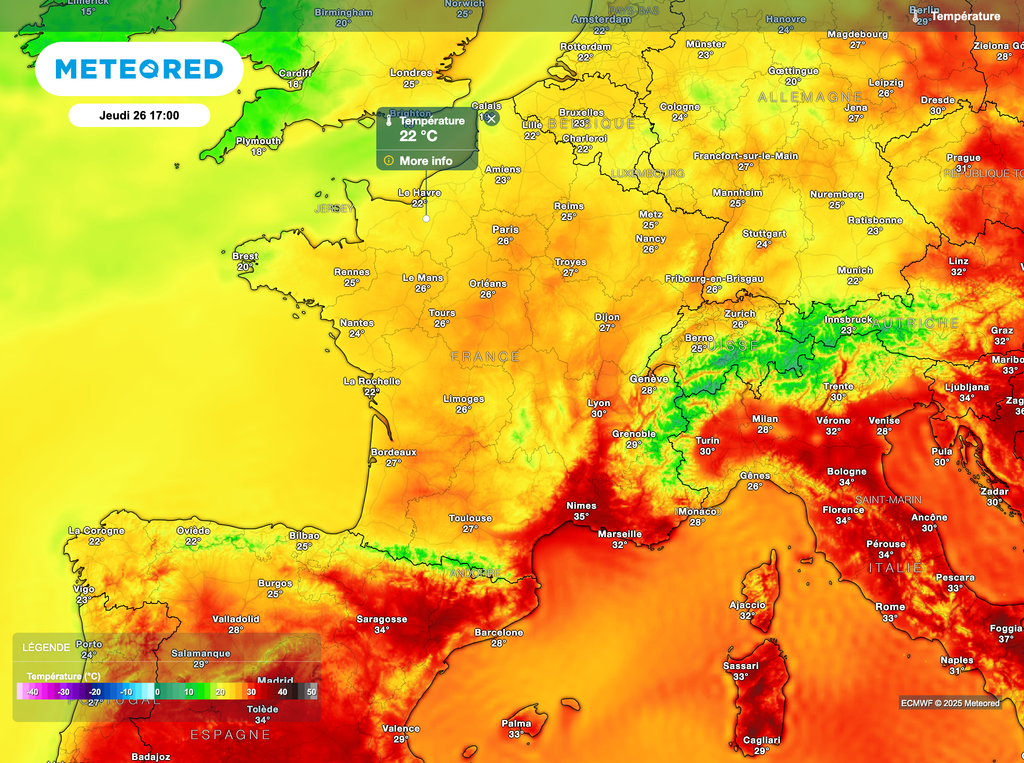 One more breathable Thursday afternoon even if we will still talk about heat on a majority of France. One more breathable Thursday afternoon even if we will still talk about heat on a majority of. France. new heat dome view france,