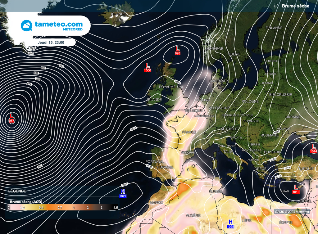 Les concentrations en sable s'annoncent modérées sur l'hexagone.