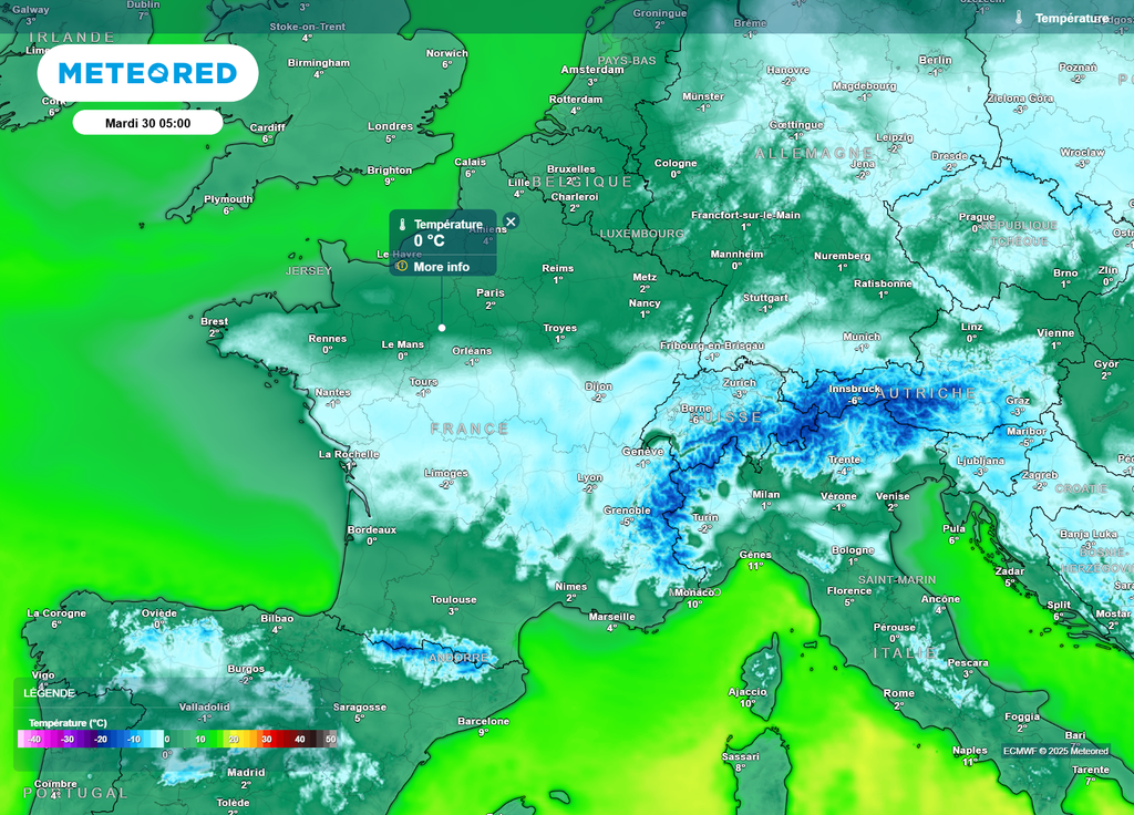 Températures mardi matin