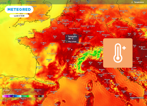 Nouveau pic de tr&egrave;s forte chaleur en France, avant les orages : 35&deg;C ou plus dans 12 grandes villes ce lundi