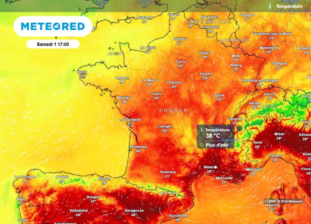 Chaleur La chaleur sera repoussée vers le pourtour méditerranéen samedi tandis que le reste de la France retrouvera des températures bien plus raisonnables