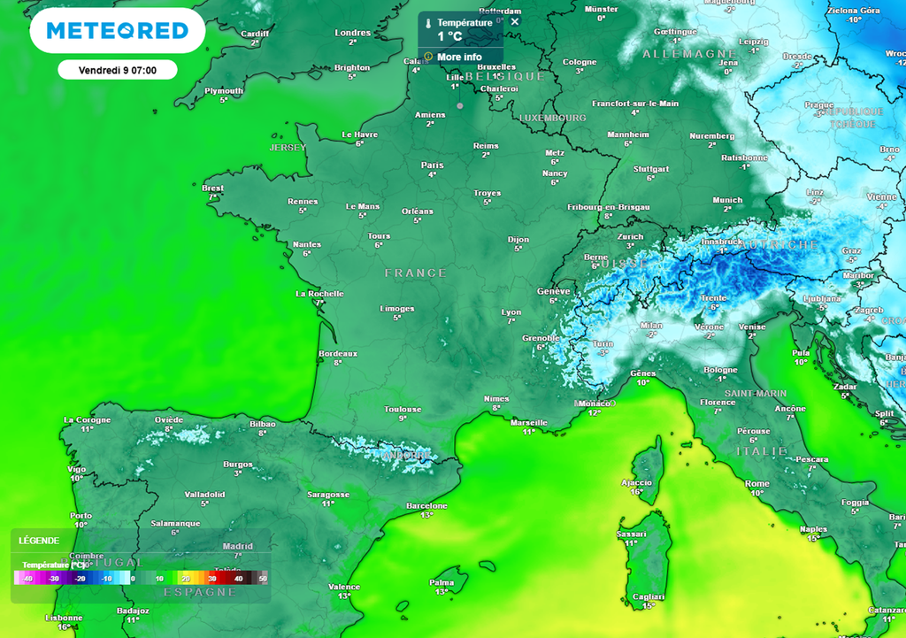 Vendredi matin, les températures minimales seront positives dans la plupart des régions.