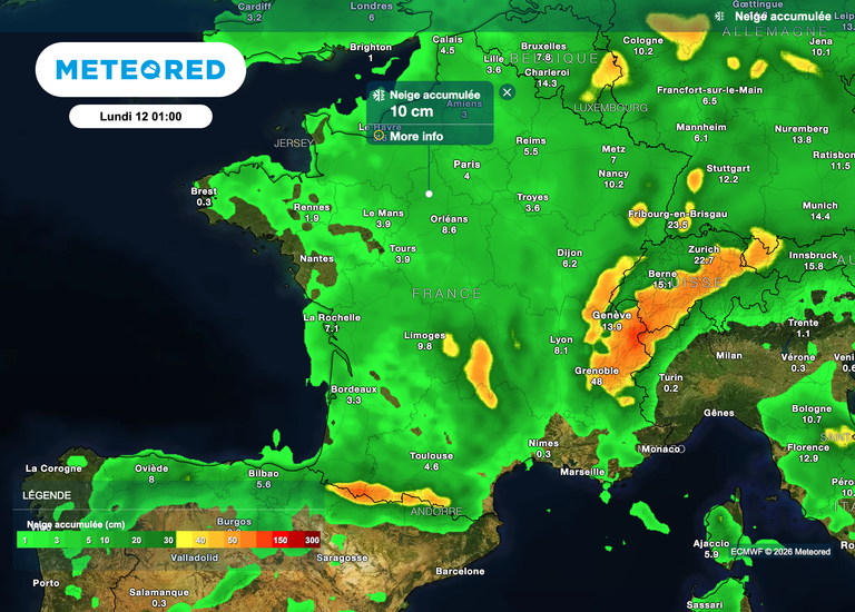 Nouvelle alerte &agrave; la neige en France : 38 d&eacute;partements sont plac&eacute;s en vigilance orange ! Pr&egrave;s de 15 centim&egrave;tres pr&eacute;vus
