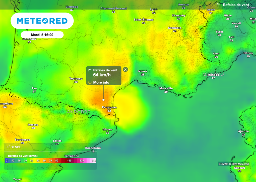 Tramontane sensible ce mardi après-midi. Alerte rouge pour l'Aude sur le front des incendies.