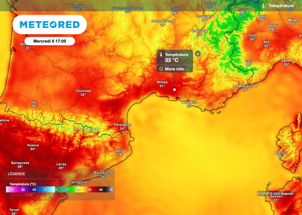 Fortes chaleurs attendues près de la Méditerranée au cours des prochaines 48 heures.