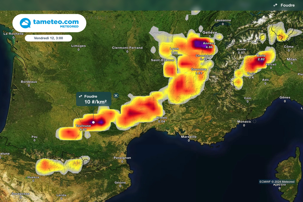 Des orages localement violents attendus au cours des prochaines heures dans le sud de la France ! Des orages localement violents attendus au cours des prochaines heures dans le sud de la France !