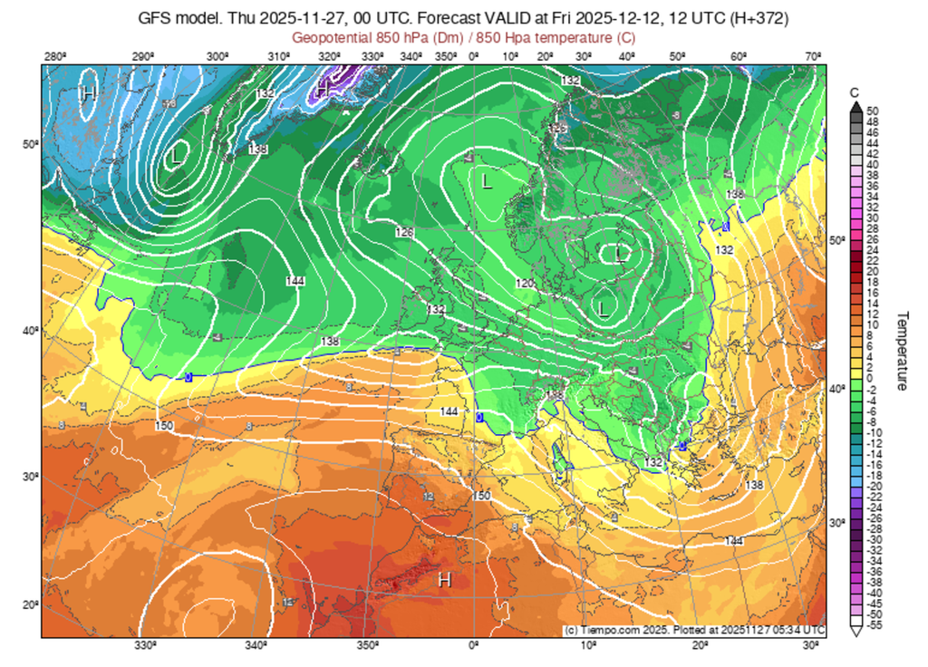 Le modèle américain opte pour le moment pour un air plus frais voire un peu froid vers la mi-décembre. Le modèle américain opte pour le moment pour un air plus frais voire un peu froid vers la mi-décembre.