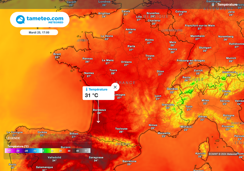Hausse des températures ce mardi sur toute la France !