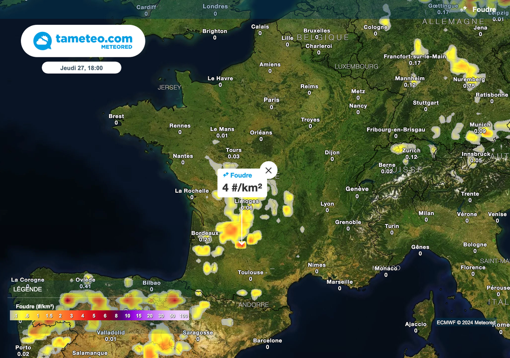 Arrivée des orages jeudi après-midi par le sud-ouest de la France !