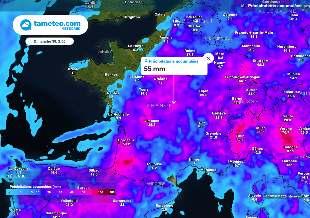 Précipitations plus rares cette semaine en direction de la Manche.