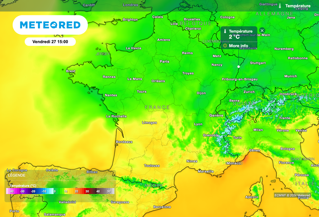 Températures froides cet après-midi sur le nord du pays.