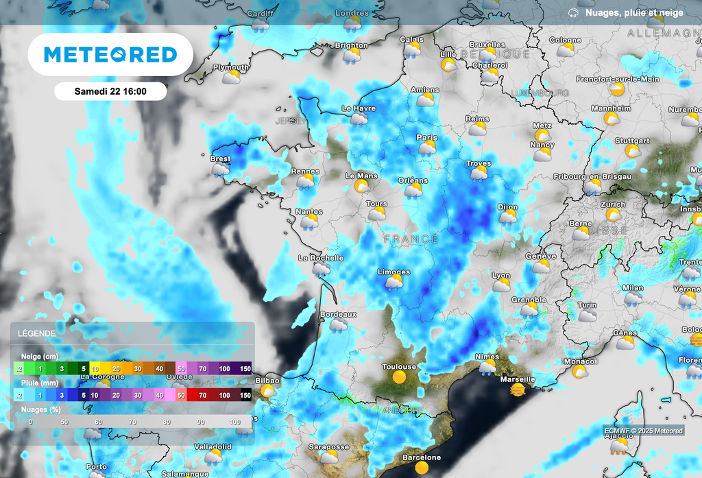 De fréquentes averses attendues samedi.