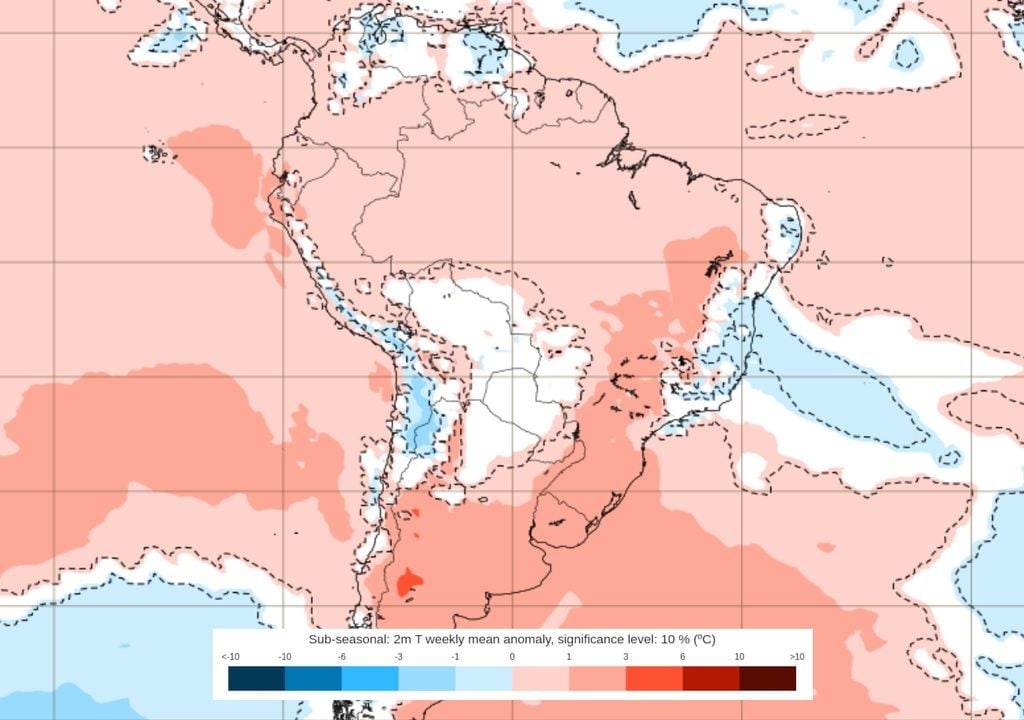 Previsão de anomalias de temperatura entre os dias 13 e 20 de Abril mostra que as temperaturas na região Sul ao longo da semana que vem devem retornar a patamares acima da média.