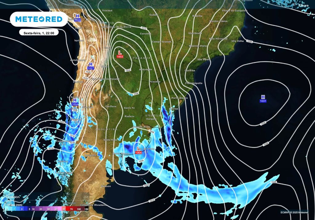 Previsão de formação de ciclone sexta-feira (1), de acordo com o ECMWF. Previsão de formação de ciclone sexta-feira (1), de acordo com o ECMWF.