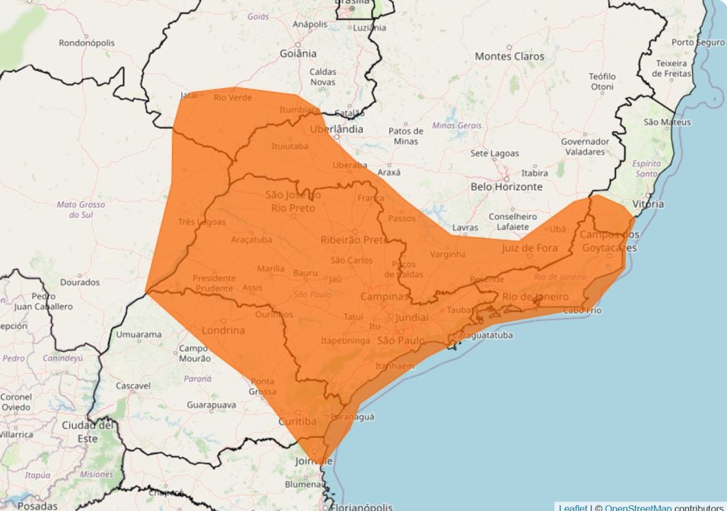 Mapa de alertas de Onda de Calor emitidos pelo INMET nesta quinta-feira de Natal.