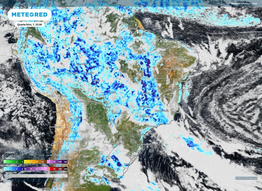 Previsão de chuva para esta tarde de quarta-feira (7). Previsão de chuva para esta tarde de quarta-feira (7).