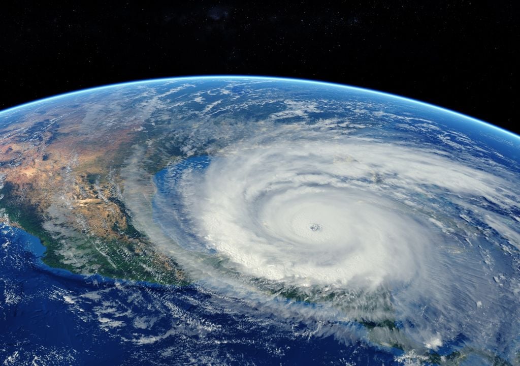 vista desde un satélite de un huracán sobre el Golfo de México
