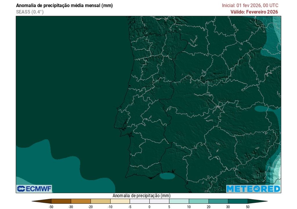 Segundo a mais recente atualização do ECMWF (modelo europeu), fevereiro será um mês com bastante chuva. No entanto, espera-se que a primeira quinzena seja a mais chuvosa.
