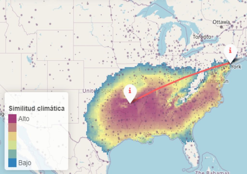 Mapa interactivo clima ciudades cambio climático 2080