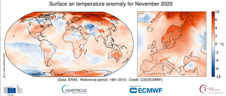 Noviembre 2020 a nivel global: el noviembre más cálido registrado