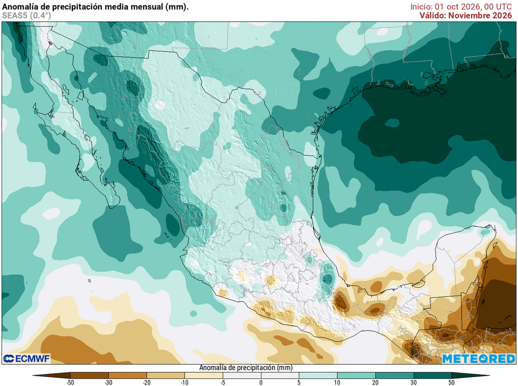 La mitad centro-norte del país podrían registrar periodos de lluvias, sin descartar algunas nevadas; la mitad sur tendrá menos lluvia de lo habitual.