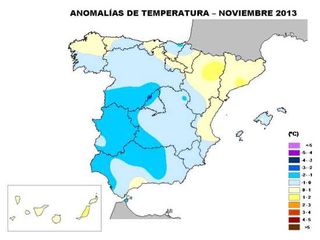 Noviembre de 2013, frío y seco pero muy húmedo en zonas del norte y Baleares